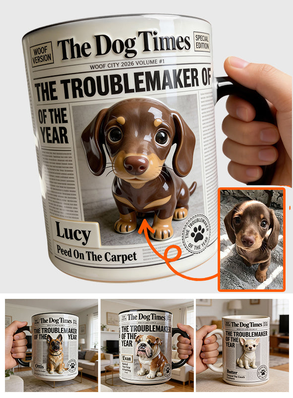 The Troublemaker Of The Year - Personalized Dog Accent Mug