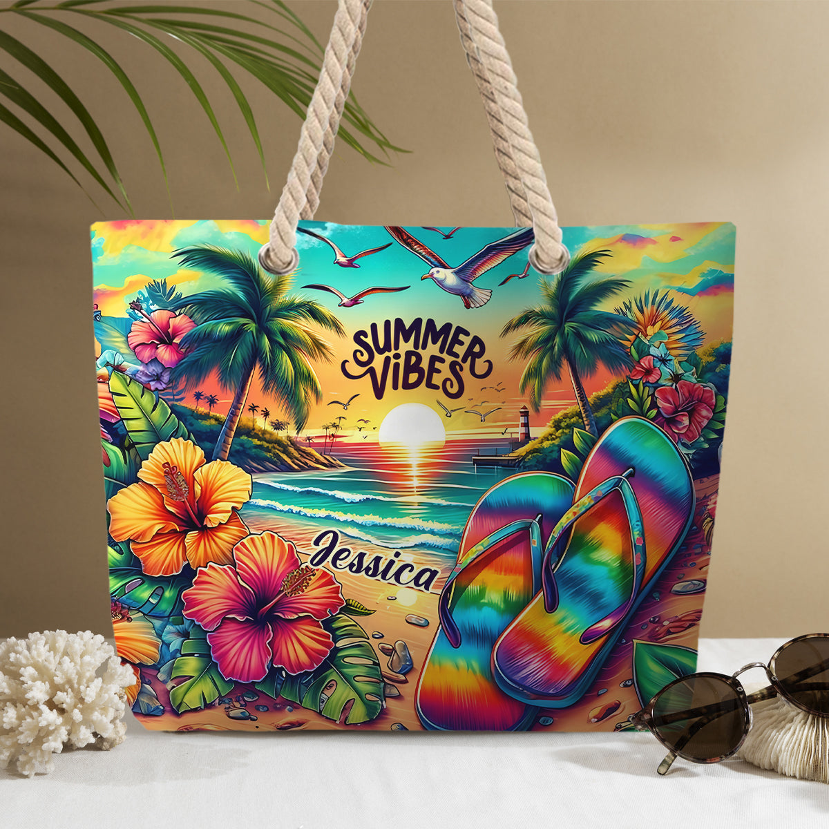 Summer Vibe - Personalized Sea Lover Beach Bag