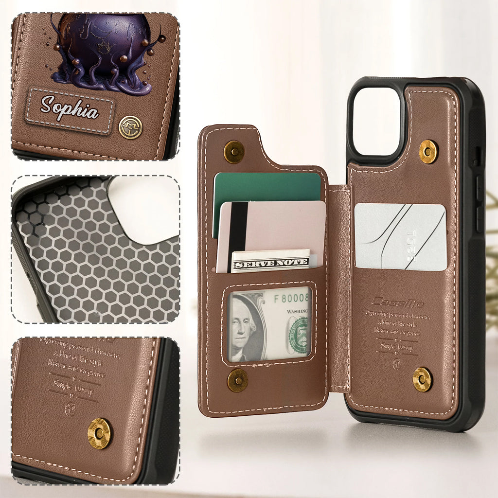 Magical Hat And Cauldron - Personalized Witch Wallet Phone Case