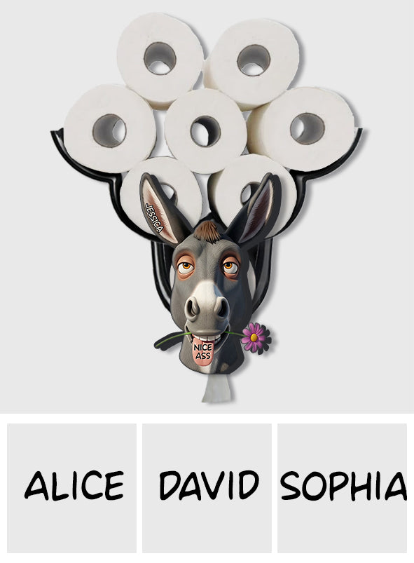 Funny Bathroom Decor - Nice As* - Personalized Donkey Toilet Paper Holder Rack