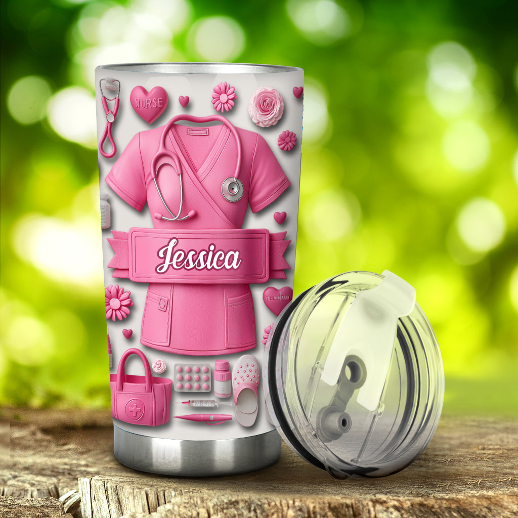 Nursing Is A Work Of Heart - Personalized Nurse Tumbler