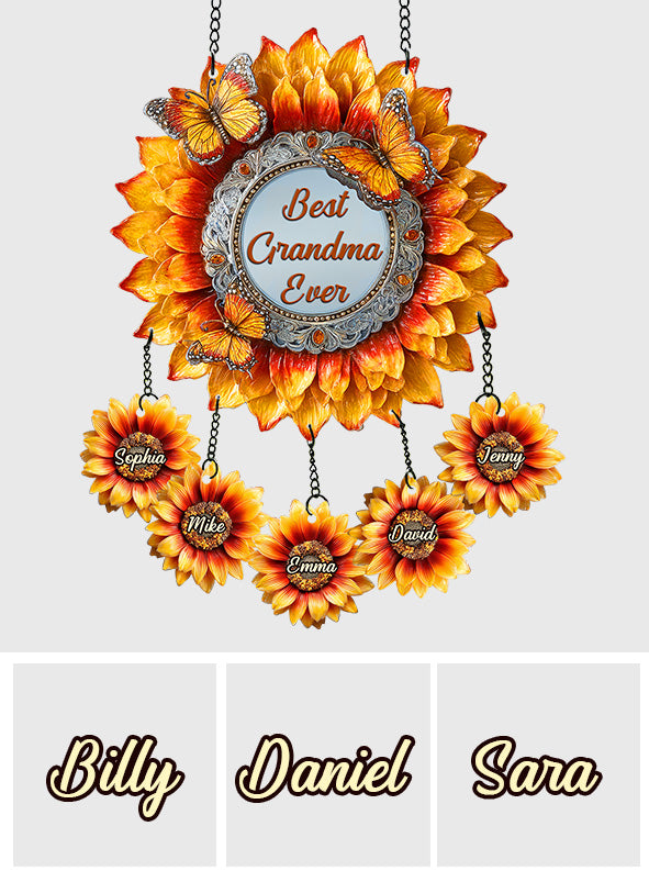 Best Grandma Ever - Personalized Grandma Window Hanging Suncatcher With Charms