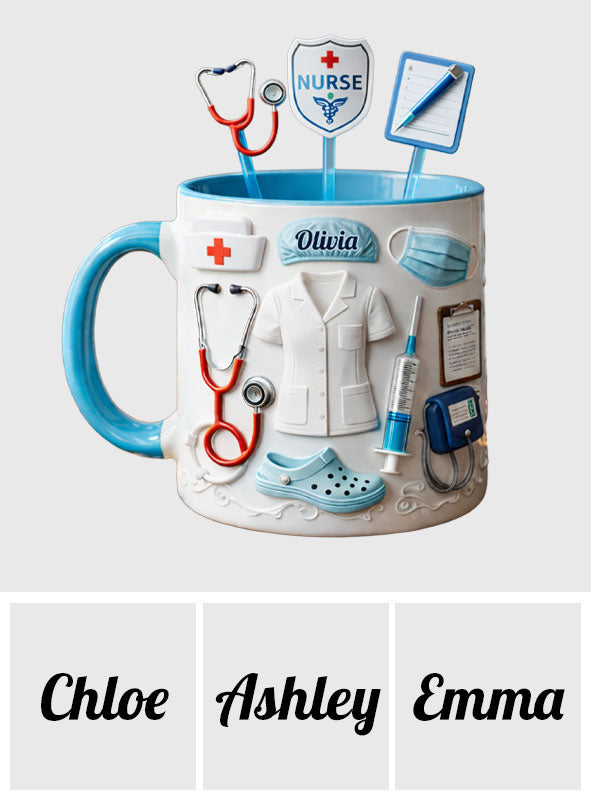 Idée cadeau pour infirmière - Coffret cadeau personnalisé pour infirmière : tasse à café avec agitateurs en acrylique