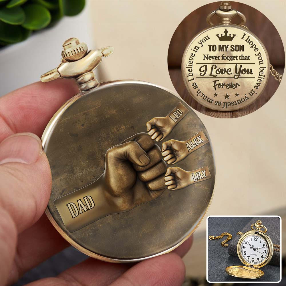 Daddy Fist Bump Gift for Son - Personalized Son Pocket Watch
