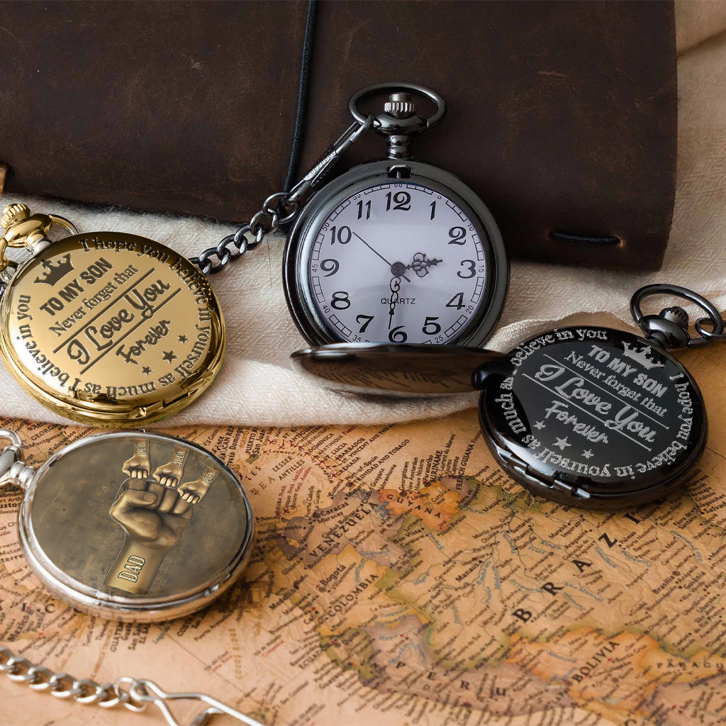 Daddy Fist Bump Gift for Son - Personalized Son Pocket Watch