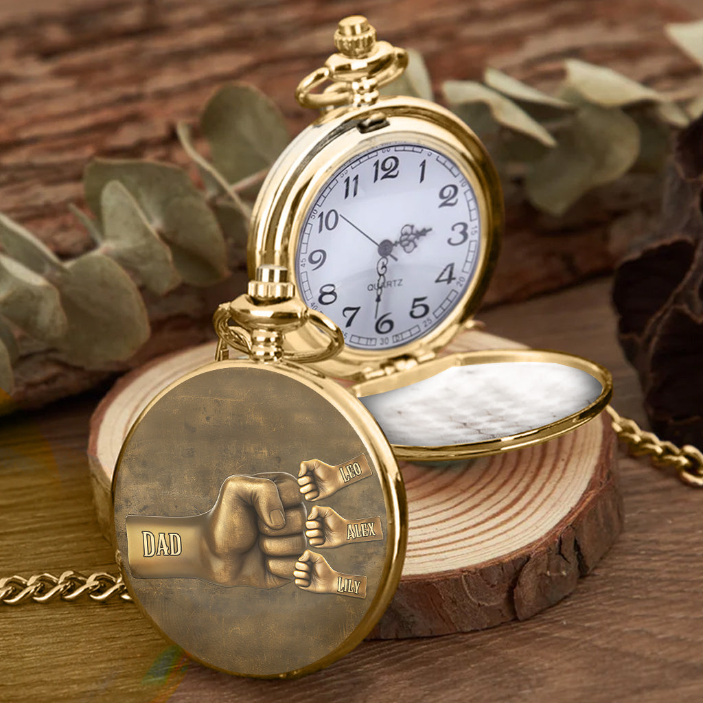 Daddy Fist Bump Gift for Son - Personalized Son Pocket Watch