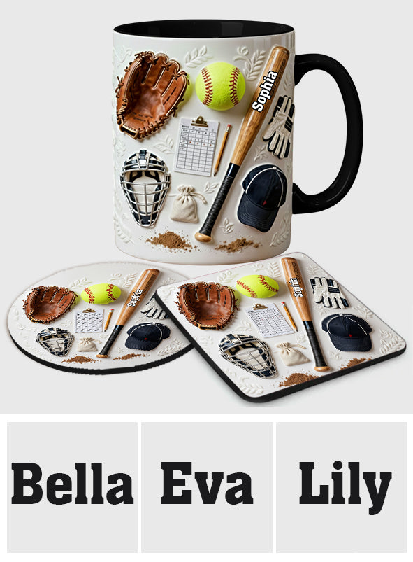 Love Softball - Personalized Softball Accent Mug & Coaster