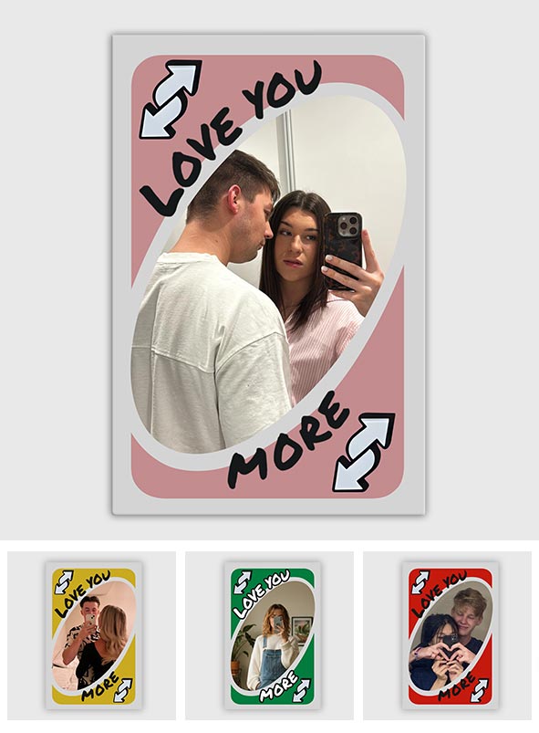 Love You More Reverse Card - Personalized Couple Wall Hanging Mirror