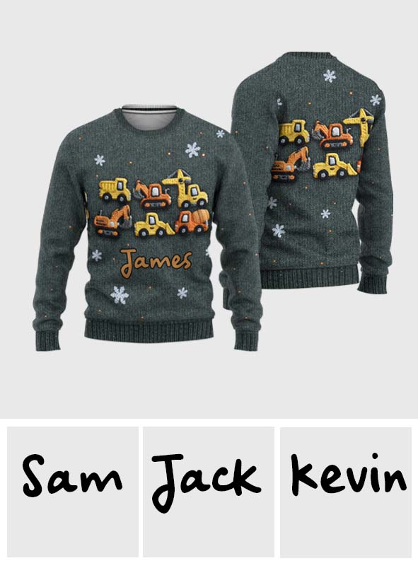 Machines de construction - Pull moche personnalisé pour enfant