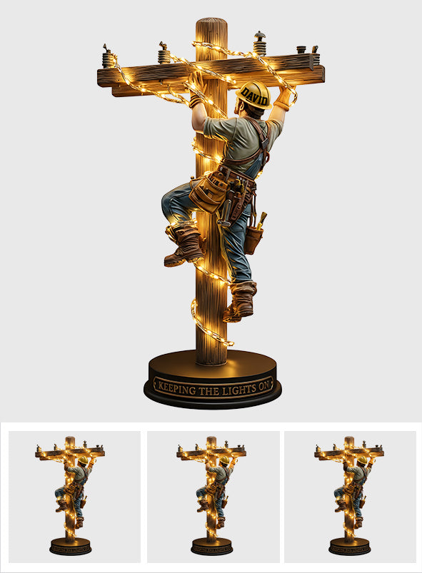 „Licht anlassen“ – Personalisierte Acrylplakette in Sonderform für Elektriker