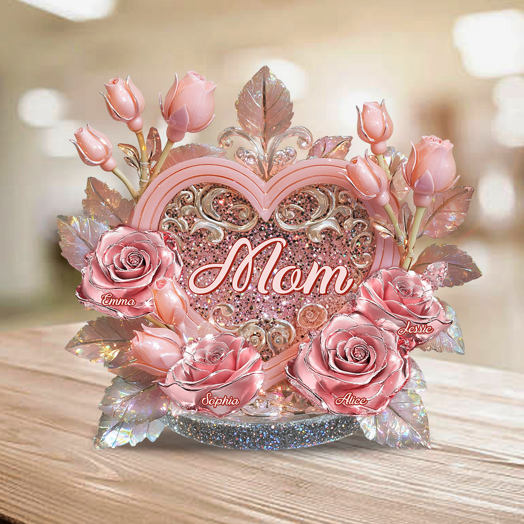 Mom's Grandma's Flowers - Personalized Mother Custom Shaped Acrylic Plaque