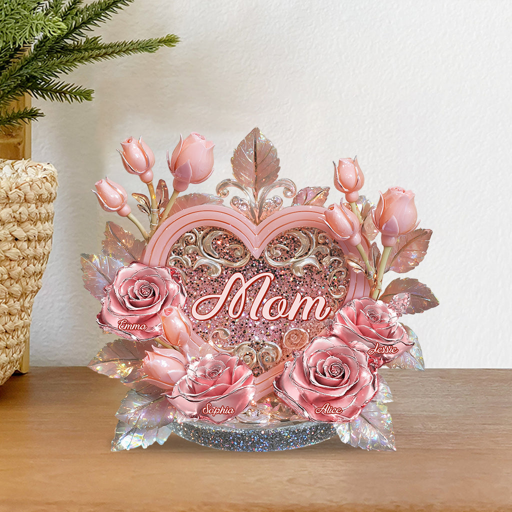 Mom's Grandma's Flowers - Personalized Mother Custom Shaped Acrylic Plaque