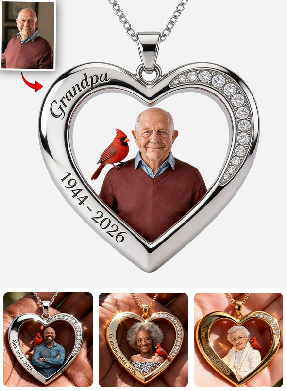 Always In My Heart - Personalized Memorial Shaped Metal Pendant Necklace