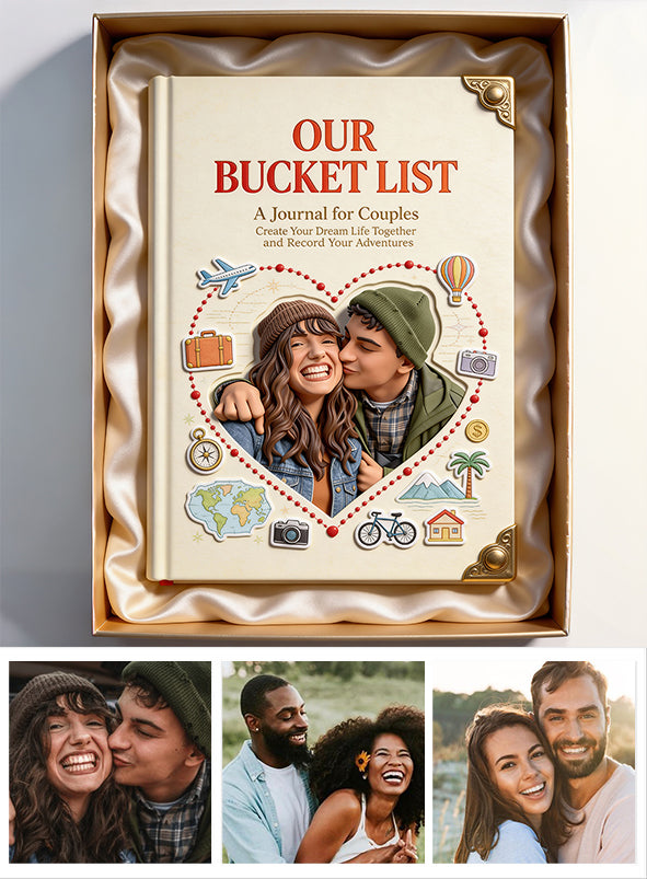 Our Bucket List, Couple Bucket List - Personalized Couple Leather Journal
