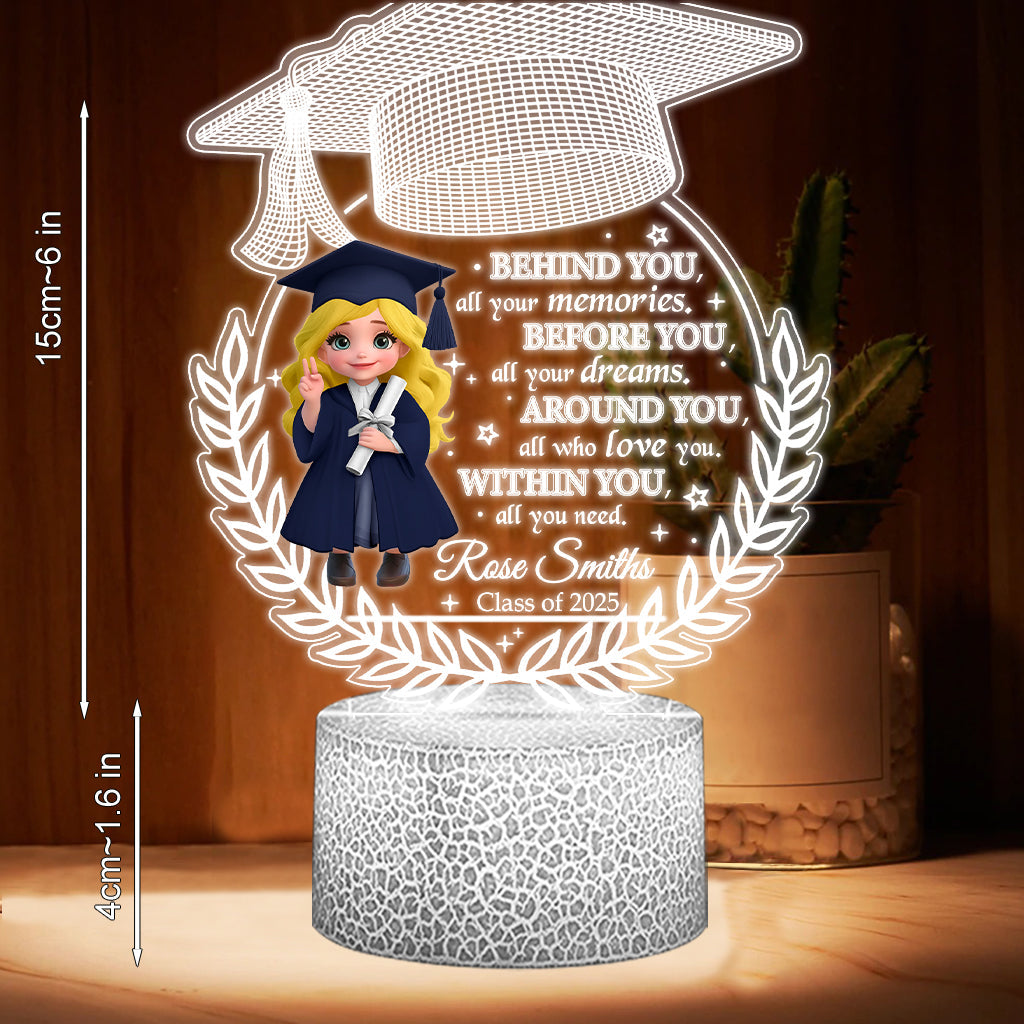 We Proud Of You - Personalized Graduation Shaped Plaque Light Base