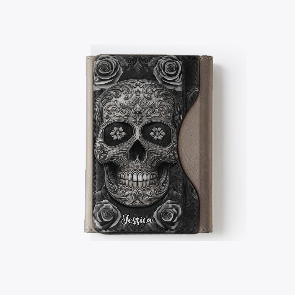 Skull And Roses - Personalized Skull Magsafe Wallet