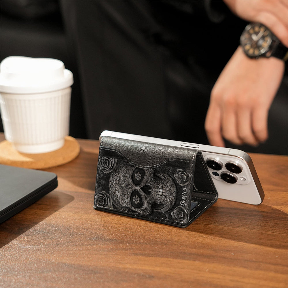Skull And Roses - Personalized Skull Magsafe Wallet