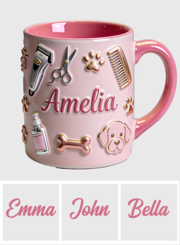 Toiletteur pour chiens - Mug et sous-verre personnalisés « Toiletteur pour chiens »