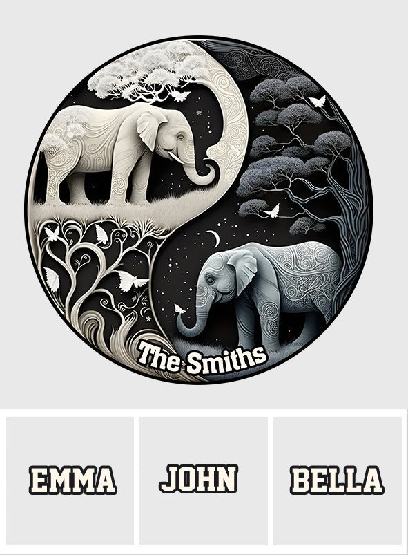Tapis rond personnalisé Elephant Harmony - Éléphant