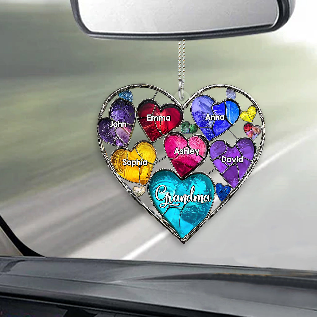 Grandma's Mom's Sweethearts - Personalized Grandma Transparent Car Ornament
