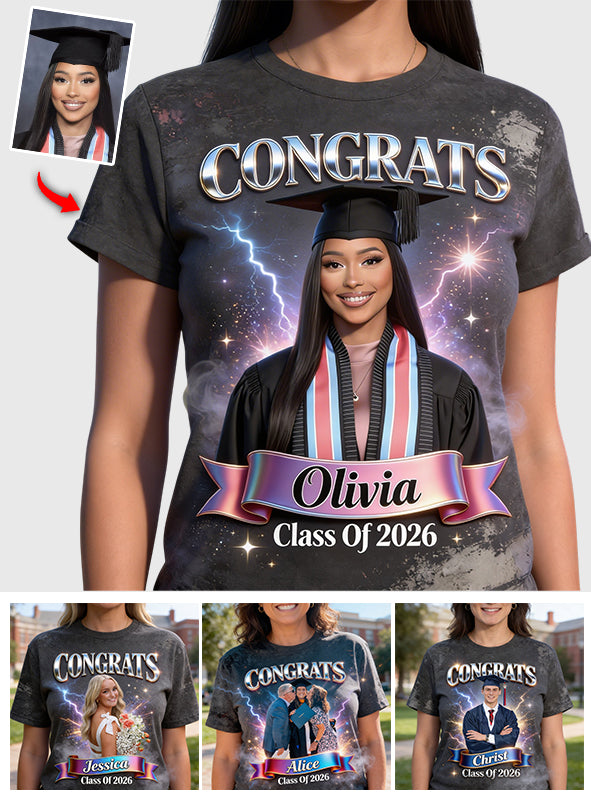 Class Of 2026 - Personalized Graduation Wash T-Shirt