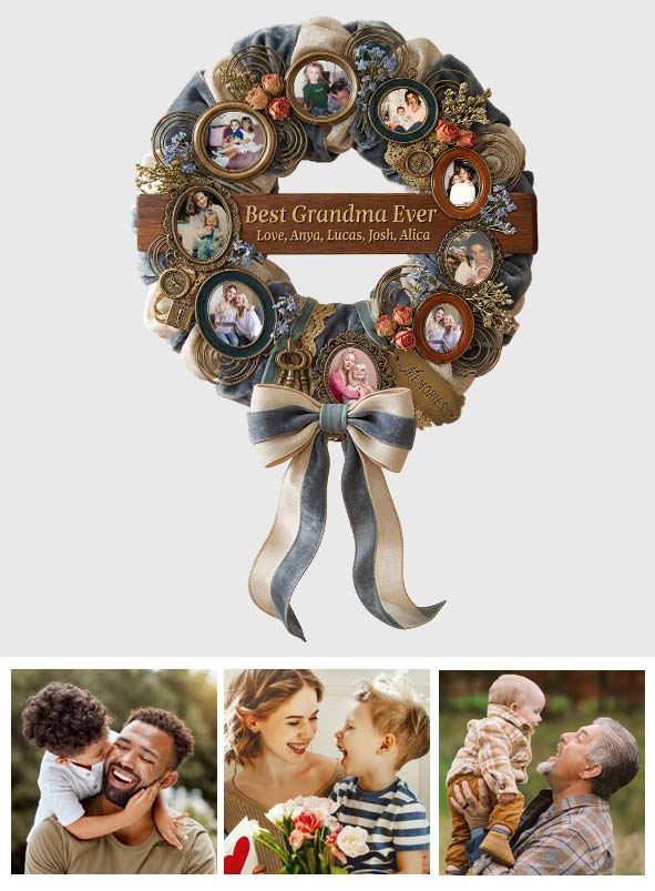 We Love You, Grandma - Personalized Grandma Shaped Wood Sign With Sash