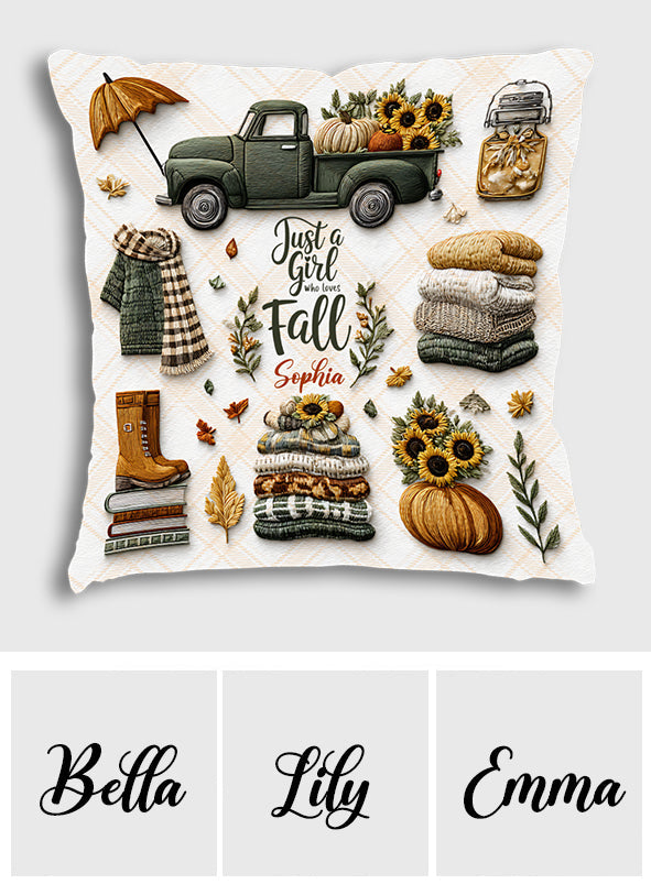 Just A Girl Who Loves Fall - Personalized Autumn Throw Pillow