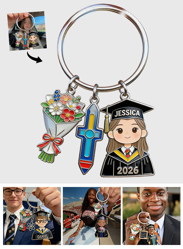 Graduation Gift - Personalized Graduation Keychain With Charms