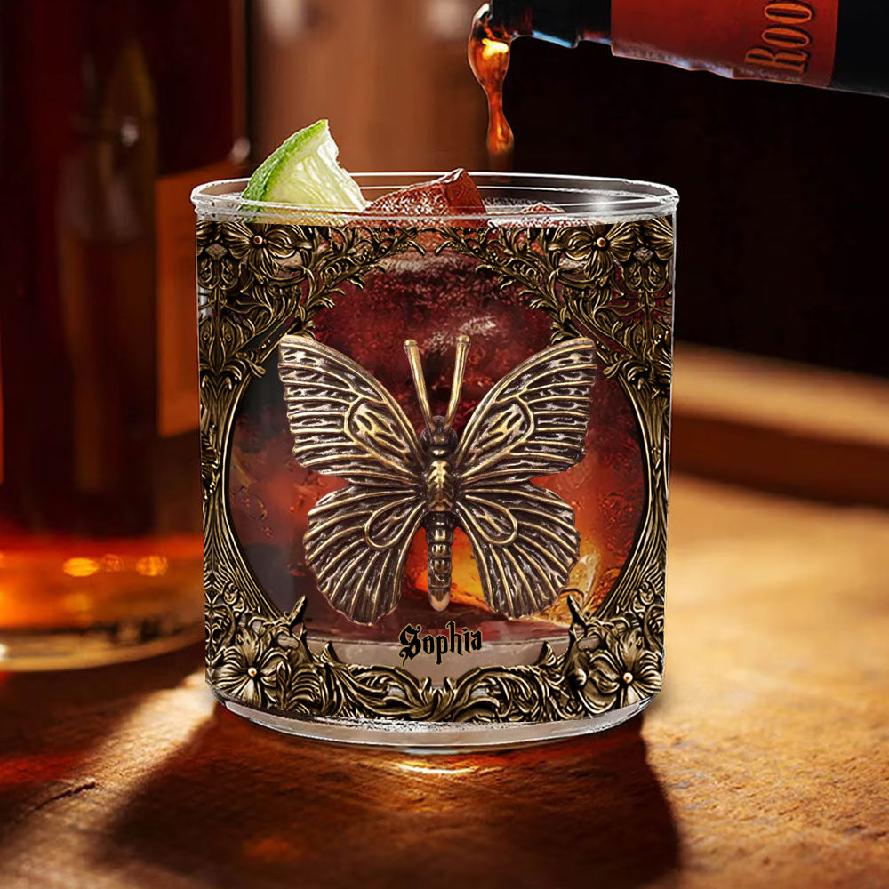 Unique Butterfly - Personalized Butterfly Whiskey Glass