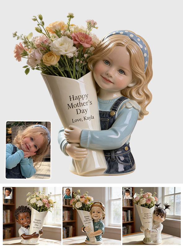 Blumenstrauß Vase - Perfektes Muttertagsgeschenk - Personalisierte Kinder Acrylblumen Vase