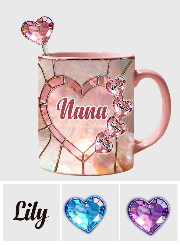 Heureuse d'être appelée Nana, Mama, Gigi, Grand-mère - Mug personnalisé pour grand-mère avec agitateurs en acrylique