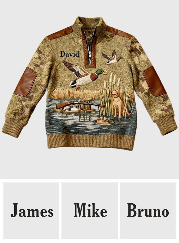 Entenjagdsaison – Personalisiertes Herren-Jagd-Sweatshirt mit Reißverschluss