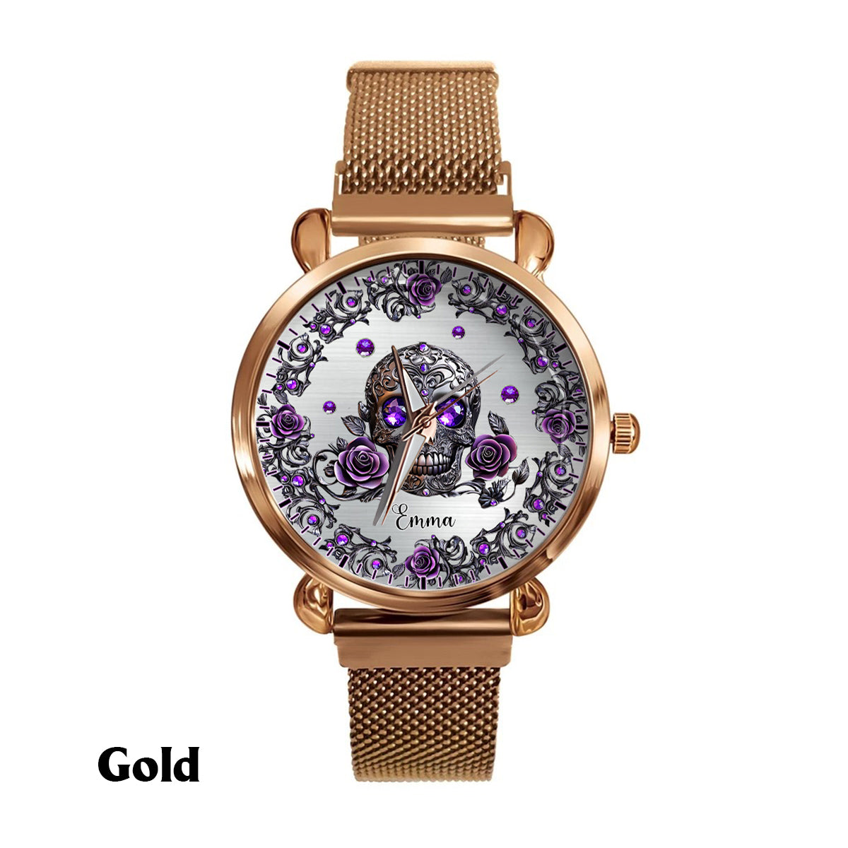 Beautiful Skull And Roses - Personalized Skull Women Hand Watch