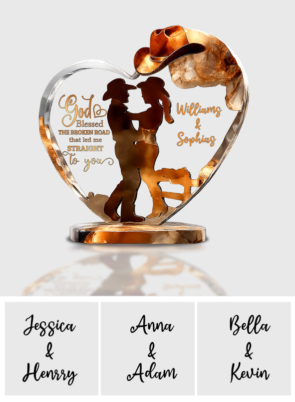 Couple Cowboy And Cowgirl God Blessed - Personalized Cowgirl Custom Shaped Acrylic Plaque