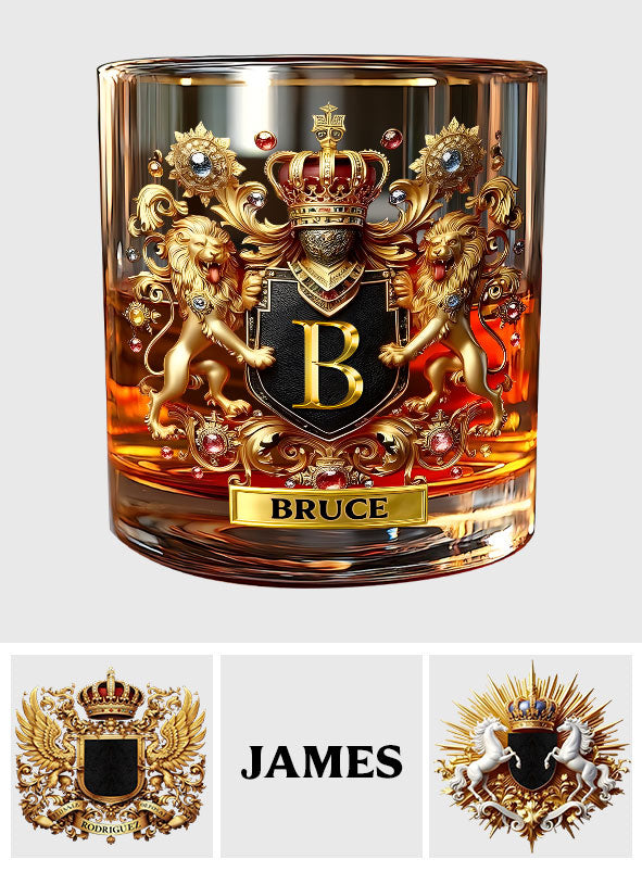 Lion/ Eagle/ Horse Coat Of Arms - Personalized Whisky Whiskey Glass