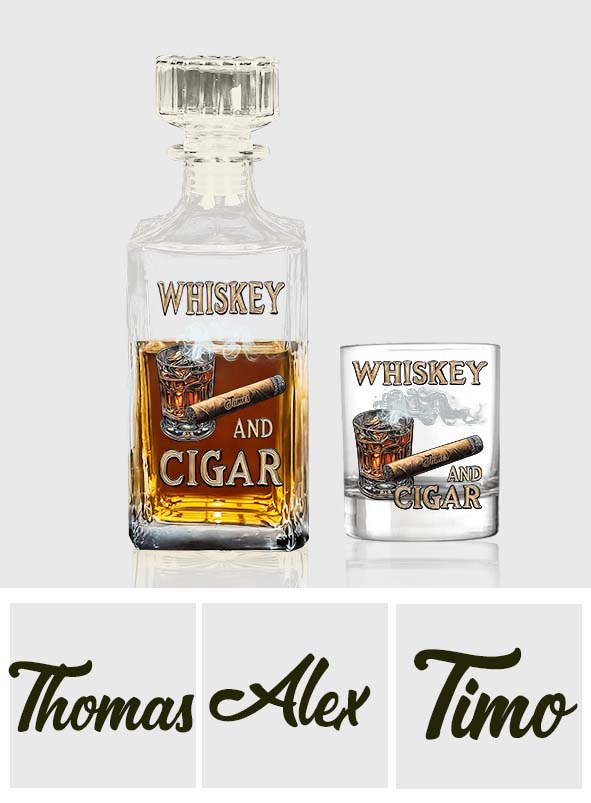 Whiskey And Cigar - Personalized Whisky Glass