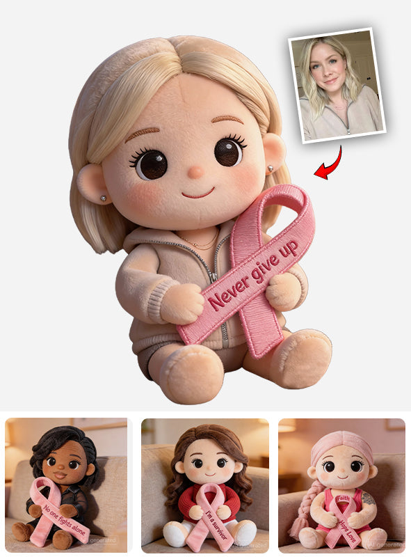 Sensibilisation au cancer du sein - Coussin personnalisé en fausse fourrure pour la sensibilisation au cancer du sein