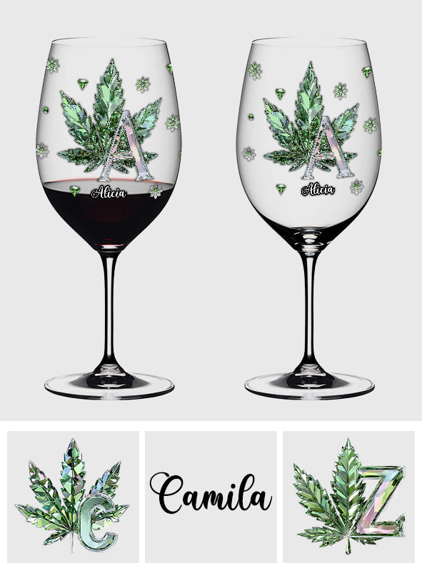 Stoned Alphabet - Personalized Weed Wine Glass With Long Stem