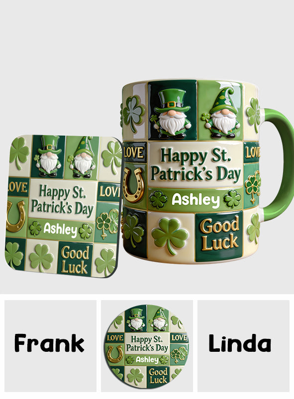 Fröhlichen St. Patrick's Day – Personalisierte Tasse und Untersetzer mit irischem Akzent
