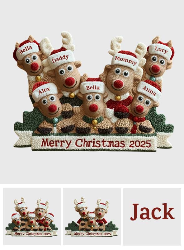 Cute Reindeer Holiday - Personalized Family Non-Slip Tufted Rug