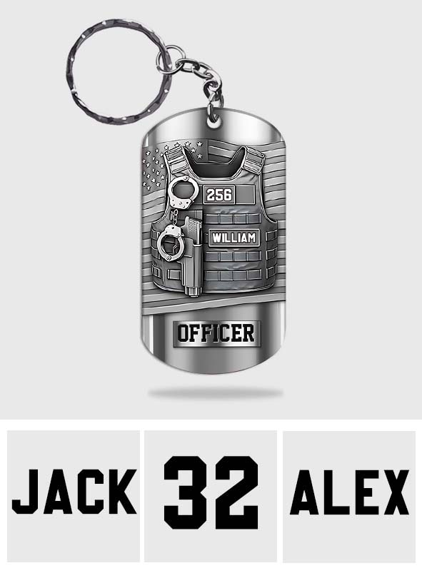 Serve And Protect - Personalized Police Officer Stainless Steel Keychain