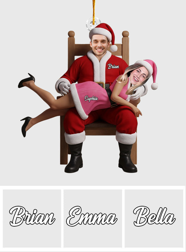 Funny Christmas Couple - Personalized Couple Transparent Ornament