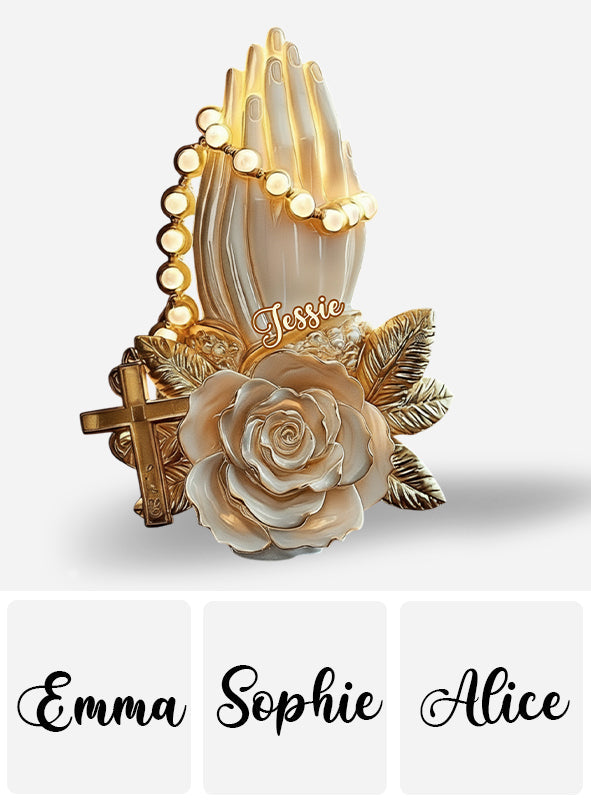 Mains en prière - Plaque acrylique chrétienne personnalisée en forme de main