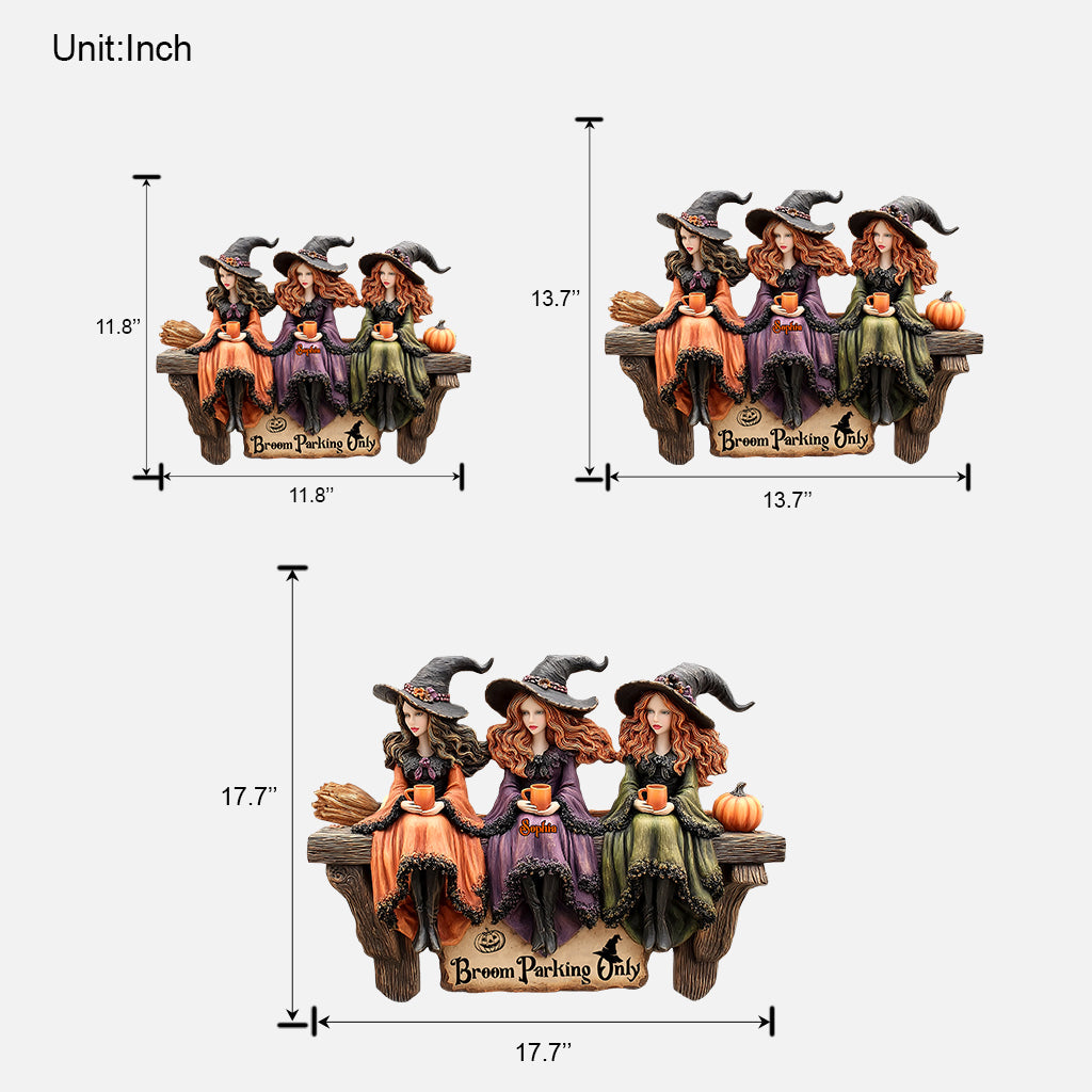 Bloom Parking - Personalized Witch Custom Shaped Wood Sign