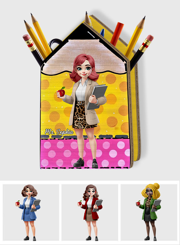 Meilleur professeur du monde - Porte-stylo en bois personnalisé pour professeur