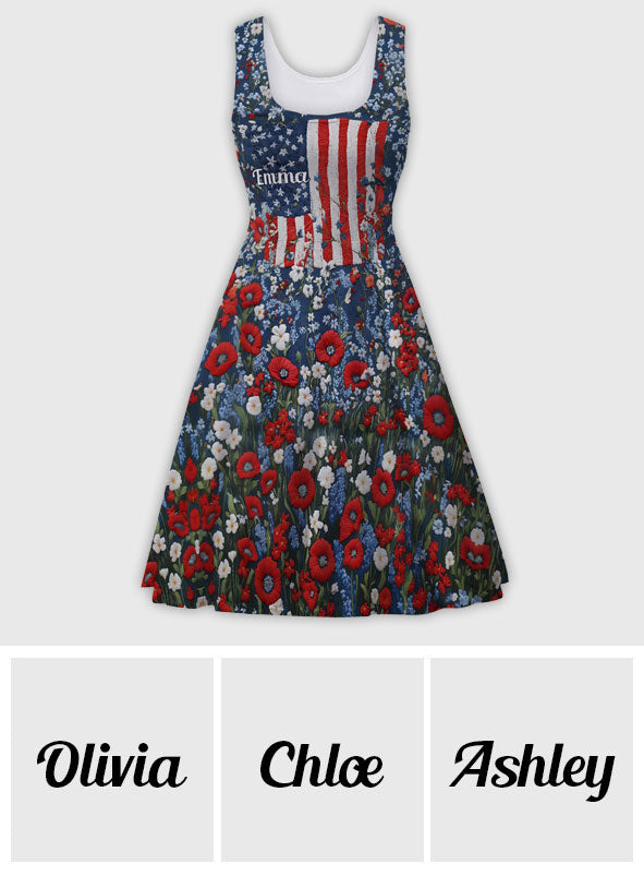 Rot, Weiß und Wild – Personalisiertes ärmelloses Kleid zum Unabhängigkeitstag/4. Juli