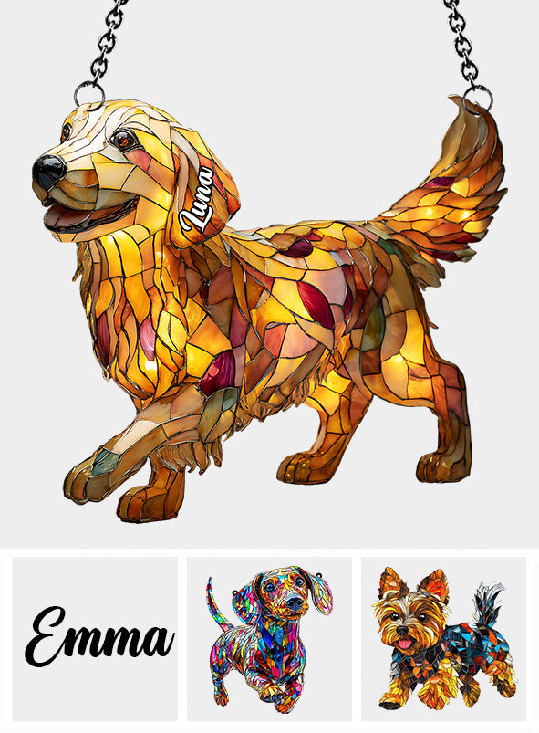 I Love My Dog - Personalized Dog Window Hanging Suncatcher Ornament