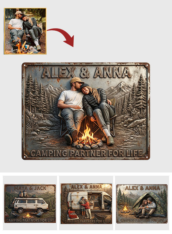 Campingpartner fürs Leben – Personalisiertes Camping-Metallschild