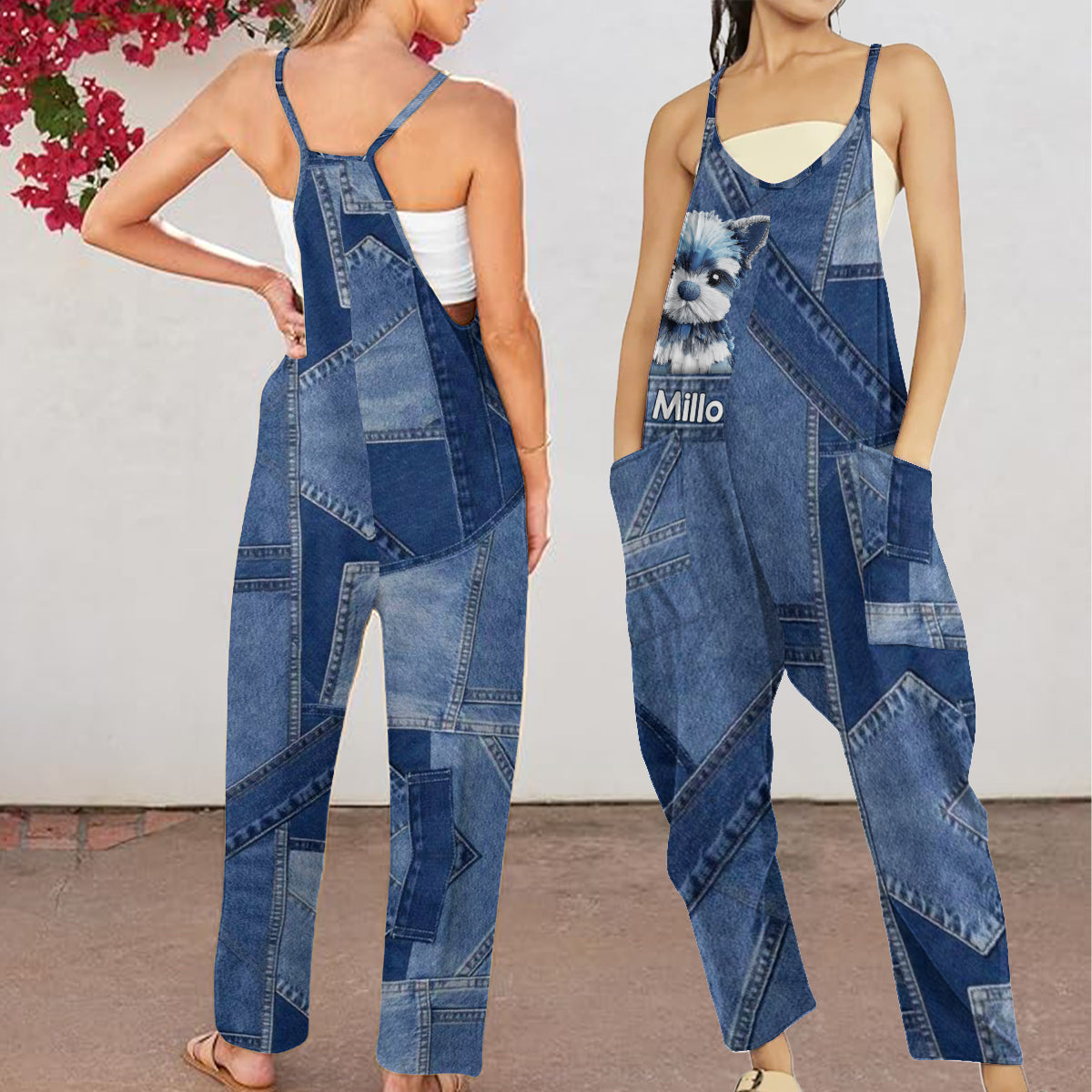 Love My Dog - Personalized Dog Loose-Fit Overalls/ Rompers