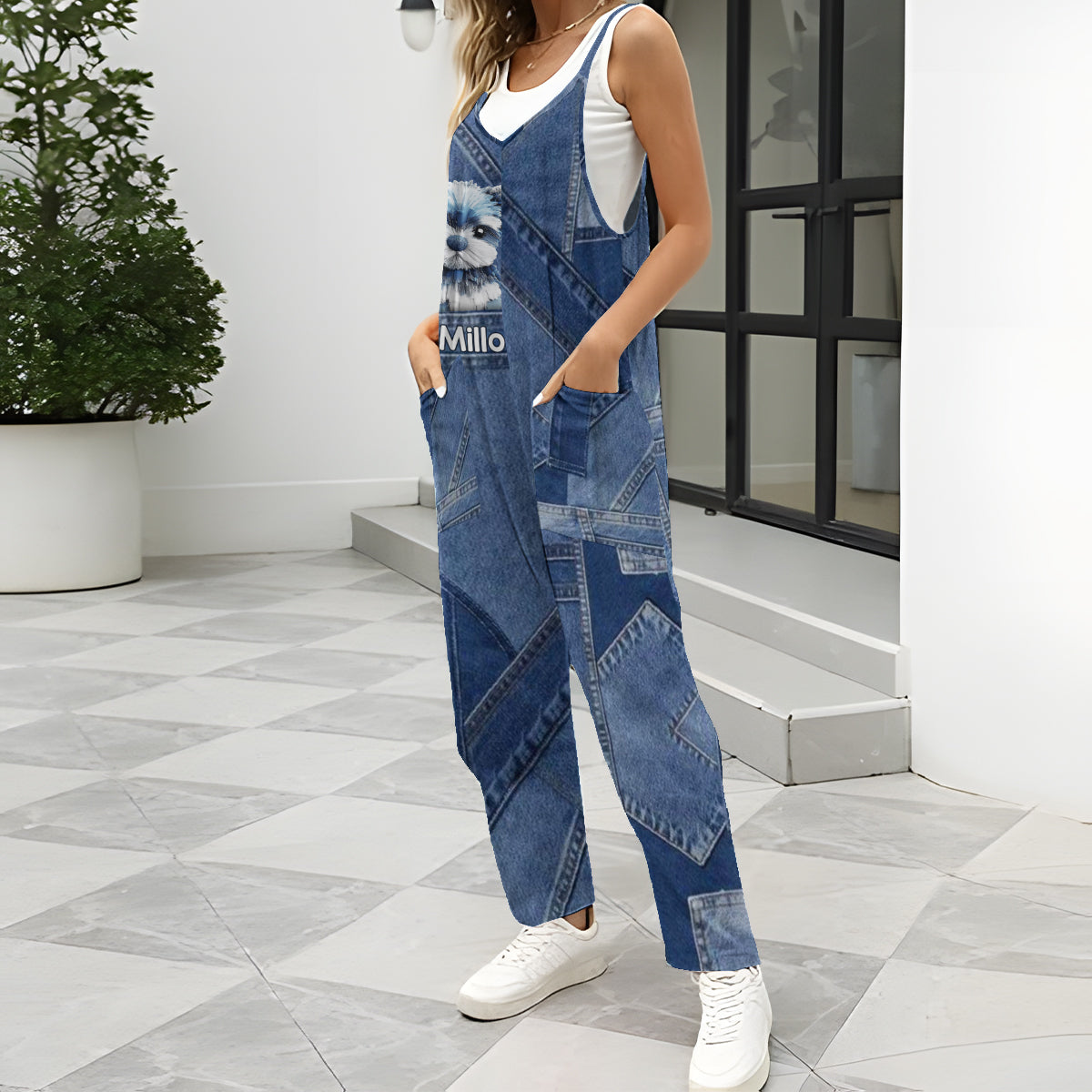 Love My Dog - Personalized Dog Loose-Fit Overalls/ Rompers